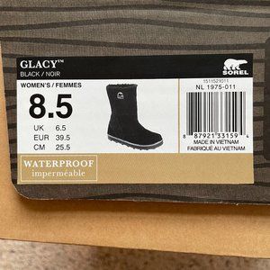 🖤 RARE Women's 8.5 Black Suede Leather Sorel Glacy Winter Snow Boots 🖤